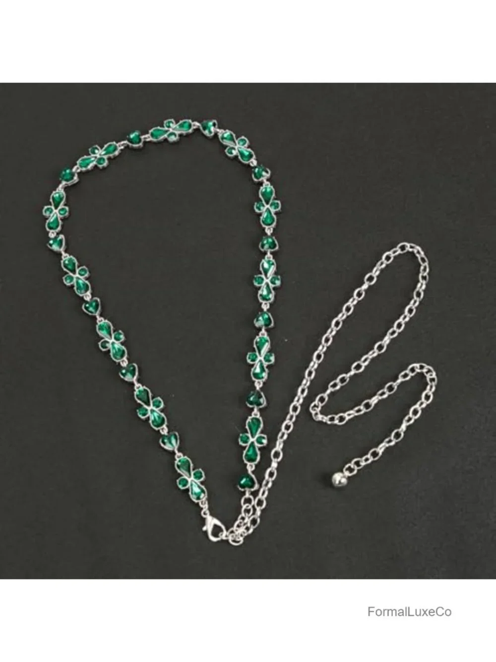 Vintage Rhinestone Crystal Chain Belt for Women Adjustable Waist Metal Hollow